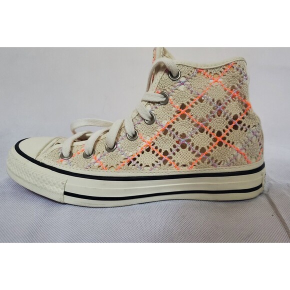 Converse Chuck Taylor Lace Up Hi Top Summer Boho Crochet Womens 7 Multi Color - Picture 6 of 8